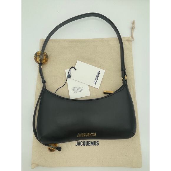 JACQUEMUS LEATHER BLACK SHOULDER BAG PURSE AUTHENTIC - Picture 11 of 15
